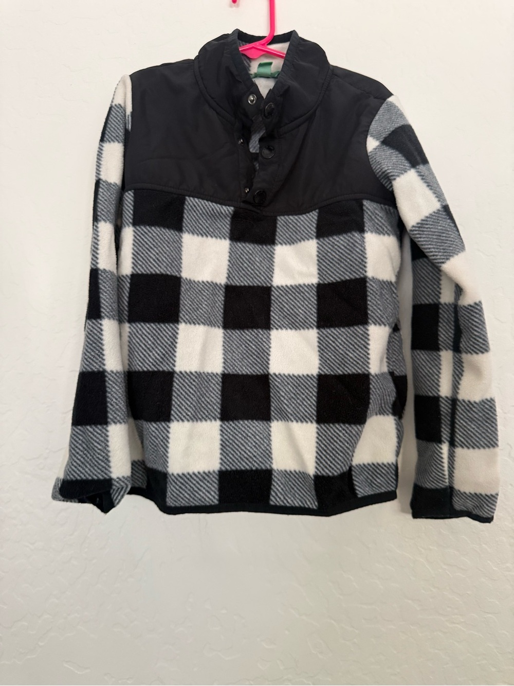 dip Black and White Plaid Fleece Pullover Jacket